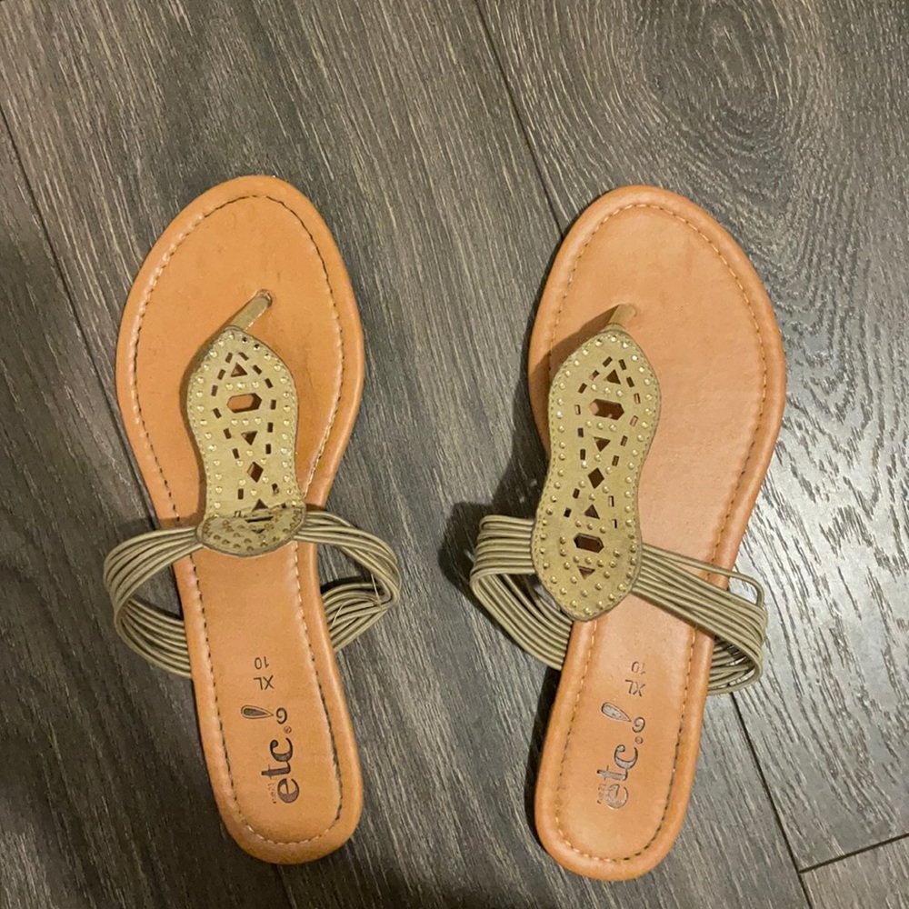 Brown and tan sandals